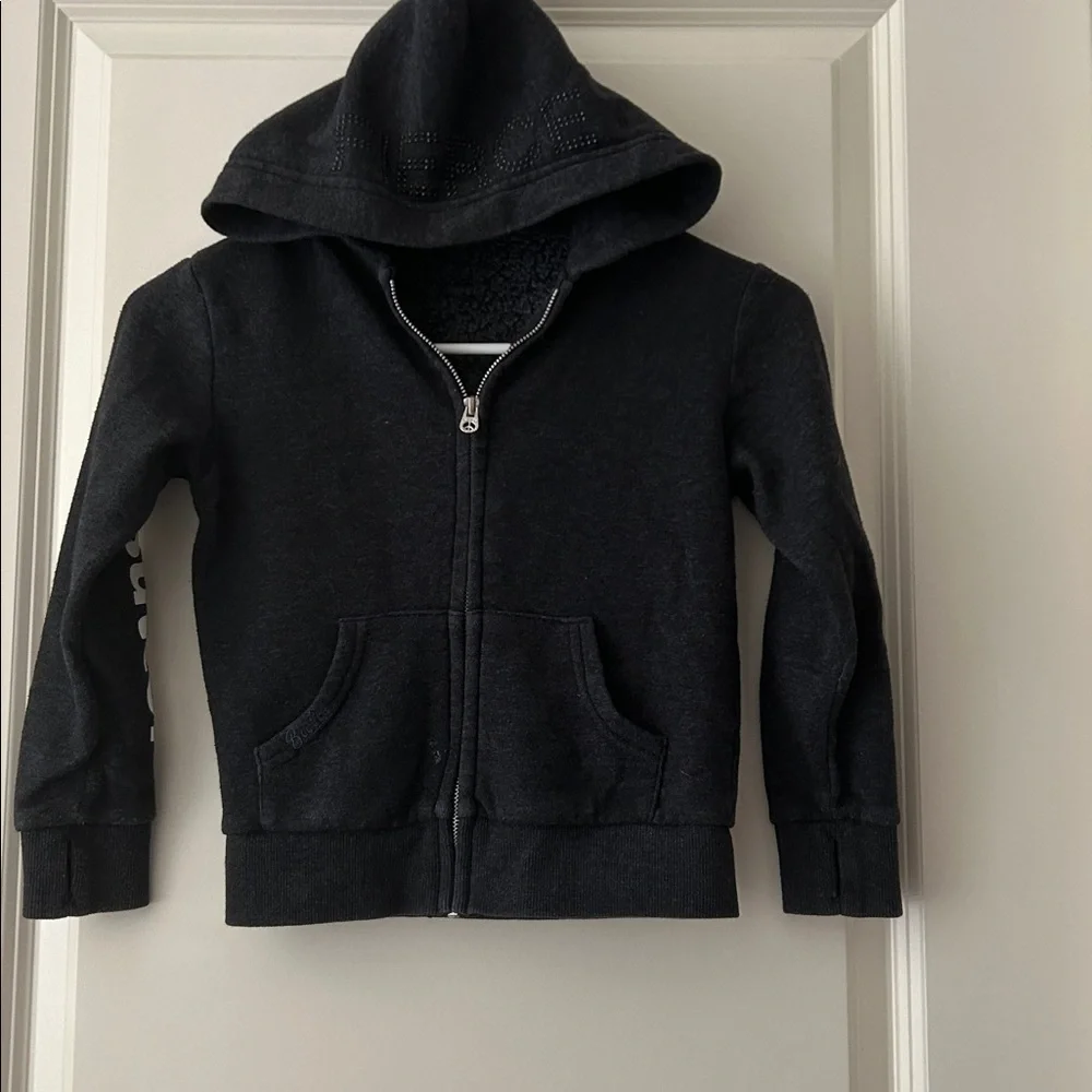 BUTTER ZipUp BLING Hoodie bejeweled Tiger,Rose& FIERCE hood/BUTTER sleeve size 4